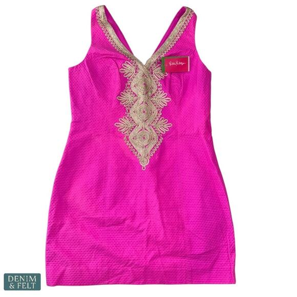 Lilly Pulitzer Junie Shift Dress Berry Sangria Pink Gold Resort Chic Summer Vibe - Picture 8 of 15
